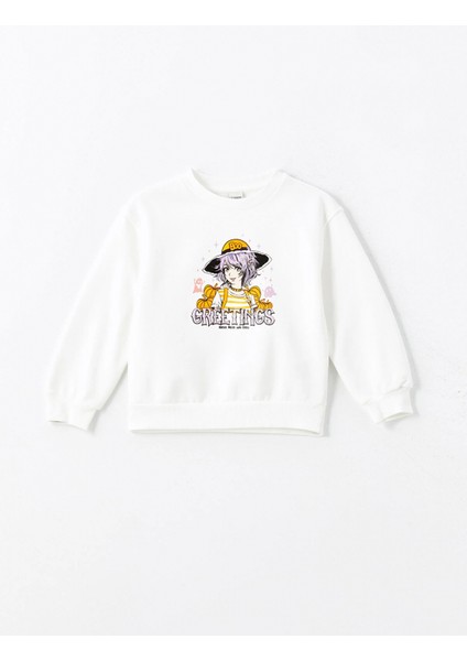 Lcw Kids Ekru Bisiklet Yaka Kız Çocuk Kalın Sweatshirt