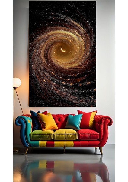 Karadelik ve Gezegenler V1 Ev Duvar Salon Güzellik Salonu Ofis Dükkan Dekarasyon Kanvas Tablo