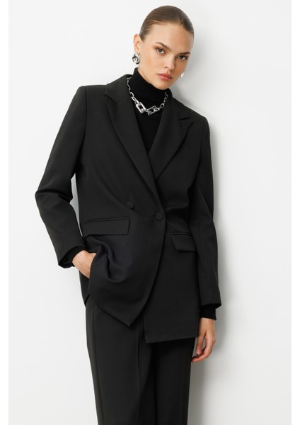 Oversize Siyah Kruvaze Blazer Ceket fırsatları