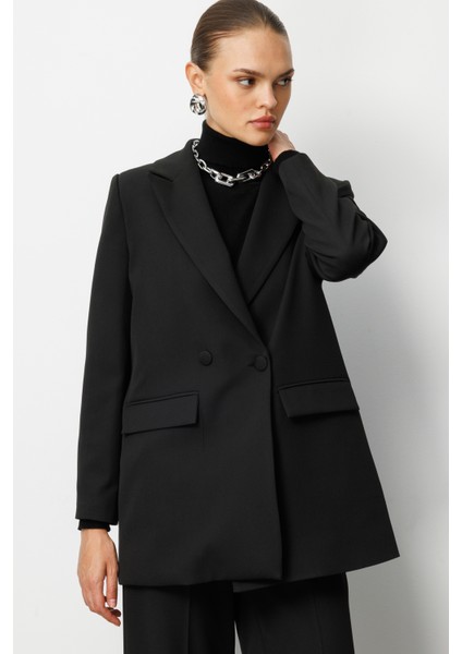 Oversize Siyah Kruvaze Blazer Ceket indirimleri