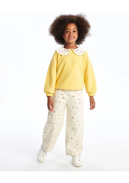 Lcw Kids Sari Bebe Yaka Nakışlı Kalın Kız Çocuk Sweatshirt fiyatları