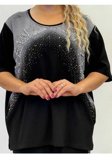 Abiye Bluz Kadın Taşlı Yazlık Oversize Üç Renk: Sarı, Pembe, Siyah Şık Yarım Kollu Kristal Taşlı fiyatları