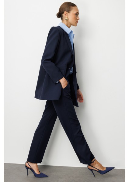 Oversize Lacivert Kruvaze Blazer Ceket fırsatları