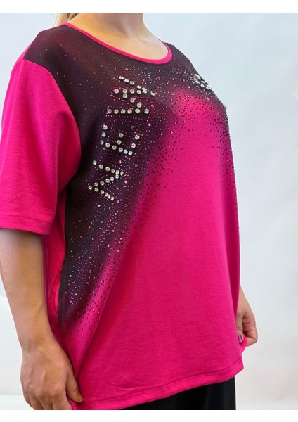 Abiye Bluz Kadın Taşlı Yazlık Oversize Üç Renk: Sarı, Pembe, Siyah Şık Yarım Kollu Kristal Taşlı fiyatları