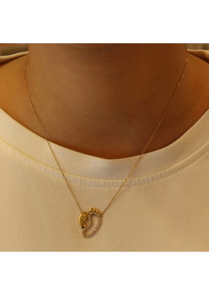 14 Ayar Altın Anne Bebek Ayak Izi Kolye fiyatları