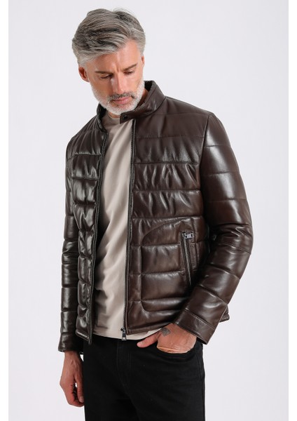 Gabriel Erkek Şişme Hakiki Deri Mont