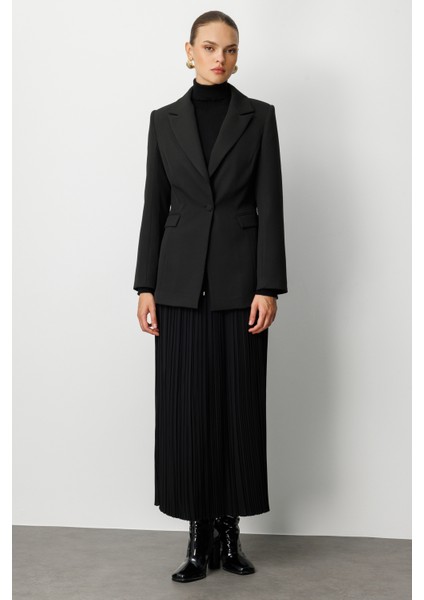 Tek Düğme Klasik Siyah Ceket