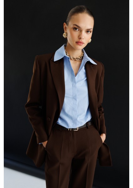 Oversize Kahverengi Kruvaze Blazer Ceket indirimleri