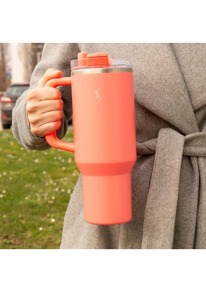 - “big Cup” 1.2 L Mercan Pembe, paslanmaz çelik termos - Uzatılabilir pipetli, çift cidarlı, sızdırmaz - 240876 fiyatları