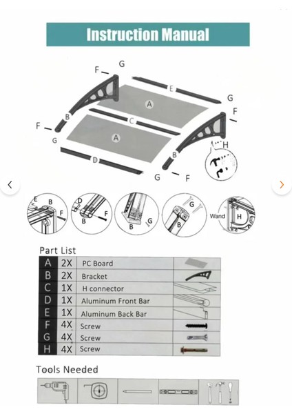 Kapı Üstü Pratik Sundurma 200 x 80 cm Siyah modelleri