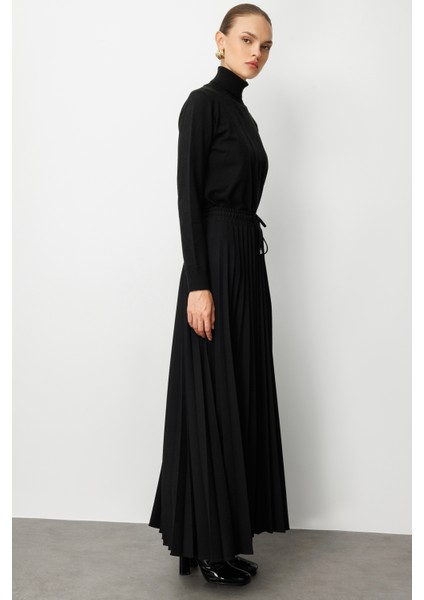 Örme Krep Piliseli Maksi Siyah Etek fiyatları