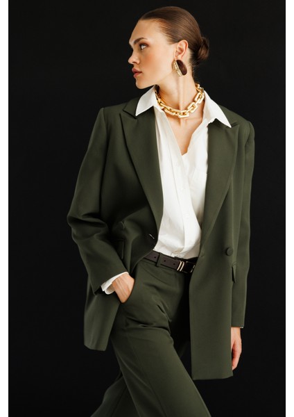 Oversize Haki Kruvaze Blazer Ceket fiyatları