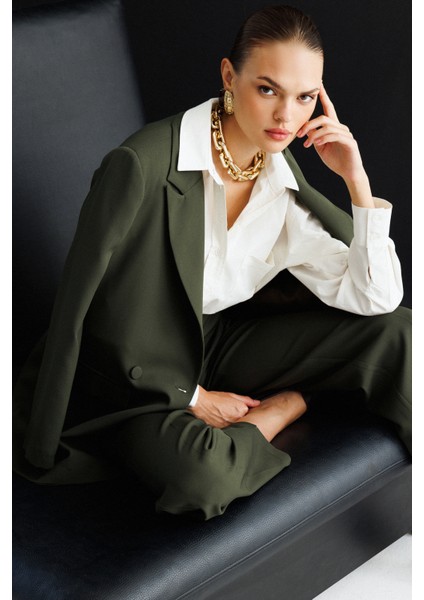 Oversize Haki Kruvaze Blazer Ceket indirimleri