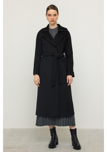 Triko Yakalı Reglan Kol Kaşmir Kaban Siyah 3099 modelleri