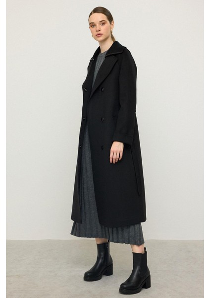 Triko Yakalı Reglan Kol Kaşmir Kaban Siyah 3099 indirimleri