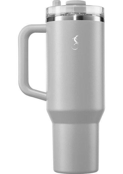 - “big Cup” 1.2 L Granit Gri, Paslanmaz çelik termos - Uzatılabilir pipetli, çift cidarlı, sızdırmaz - 240878