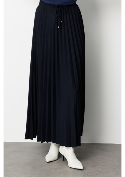 Örme Krep Piliseli Maksi Lacivert Etek fiyatları