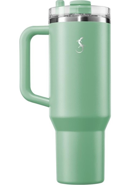 - “big Cup” 1.2 L Adaçayı Yeşil, paslanmaz çelik termos - Uzatılabilir pipetli, çift cidarlı, sızdırmaz - 240877