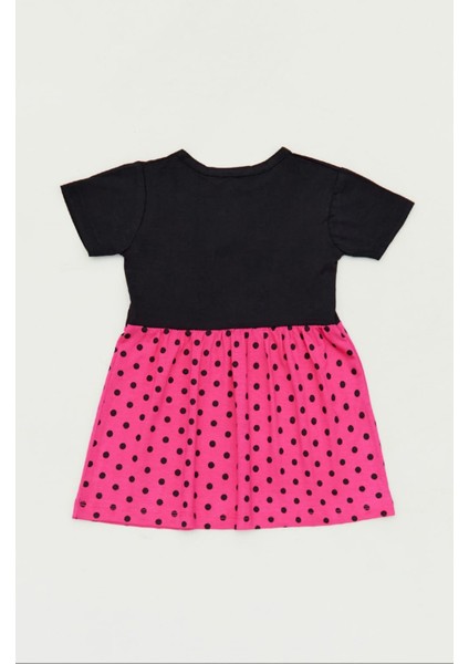 Siyah-Fuşya Kız Çocuk Minnie Mouse Baskılı Elbise-Mmrskçe fiyatları