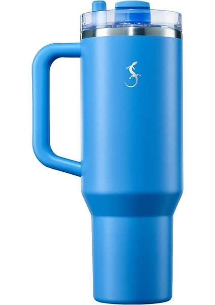 - “big Cup” 1.2 L Okyanus Mavi, Paslanmaz çelik termos - Uzatılabilir pipetli, çift cidarlı, sızdırmaz - 240979