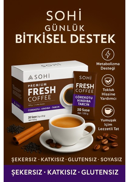Tok Tutan Bitkisel Kahve | 20 Saşe – 100 g | Hindiba · Tarçın · Çörekotu fırsatları