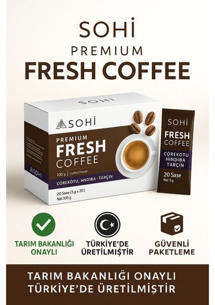 Tok Tutan Bitkisel Kahve | 20 Saşe – 100 g | Hindiba · Tarçın · Çörekotu indirimleri