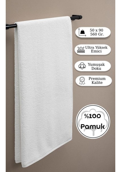 Beyaz Otel Tipi Tekli Pamuklu Havlu Fors