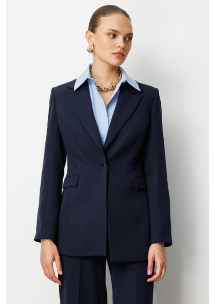 Tek Düğme Klasik Lacivert Ceket