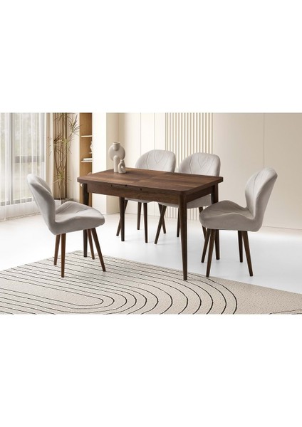 Mobilgen (Sadece Masa) Barok Ceviz 120+30 Kelebek Milano Açılabilir Masa