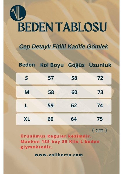 Cep Detaylı Fitilli Kadife Gömlek - Lacivert