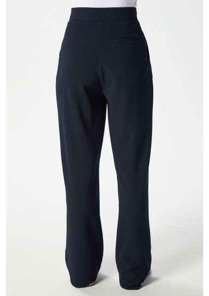 Likra Serisi Move Çift Düğmeli Esnek Lacivert Palazzo Pantolon indirimleri