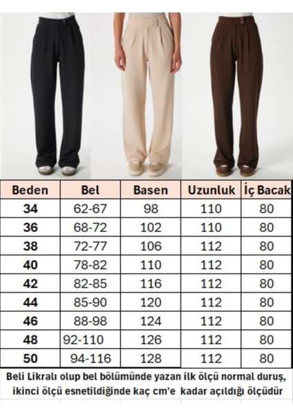 Likra Serisi Move Çift Düğmeli Esnek Lacivert Palazzo Pantolon