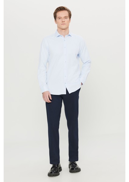 Erkek Mavi Slim Fit Dar Kesim Italyan Yaka Armürlü Gömlek fiyatları