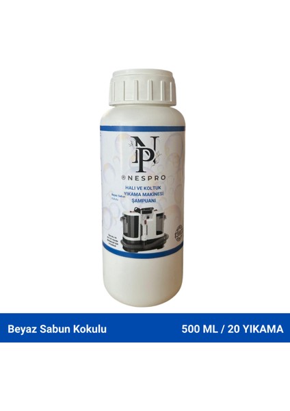 Halı ve Koltuk Yıkama Makinesi Şampuanı/deterjanı - Beyaz Sabun Kokulu Köpüksüz 500ML