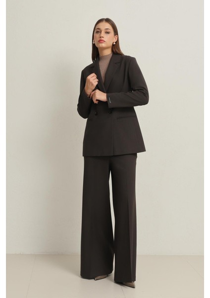 Acı-Kahve Cep ve Düğme Detaylı Basic Ceket