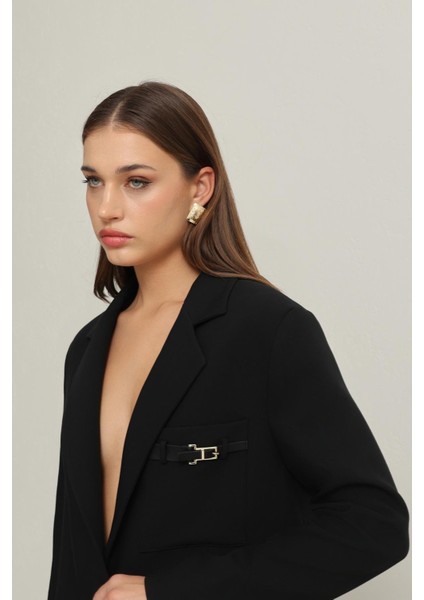 Siyah Cep Detaylı Ceket fırsatları