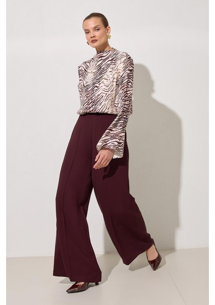 Bordo Rahat Kesim Geniş Paça Pantolon fiyatları