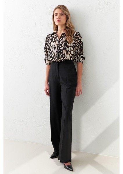 Siyah Bel Detaylı Cepli Rahat Kesim Geniş Kalıp Pantolon fiyatları