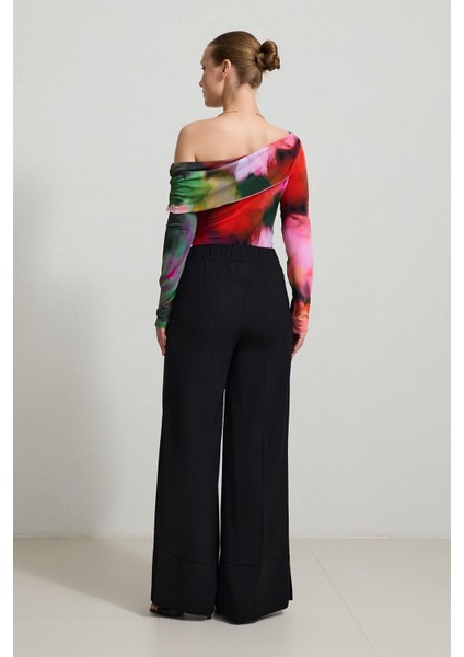 Siyah Rahat Kesim Geniş Paça Pantolon indirimleri