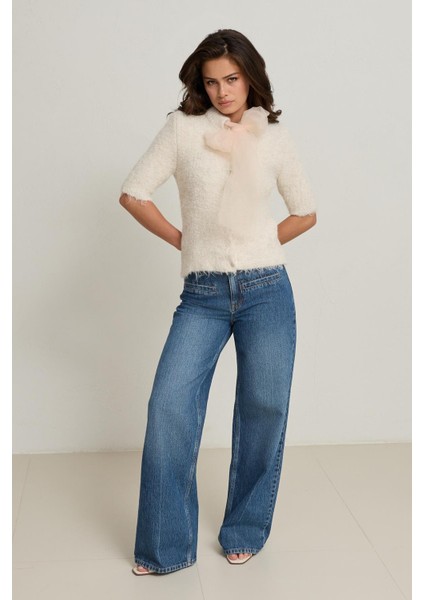 Açık Bej Fiyonk Detaylı Kısa Kollu Triko modelleri