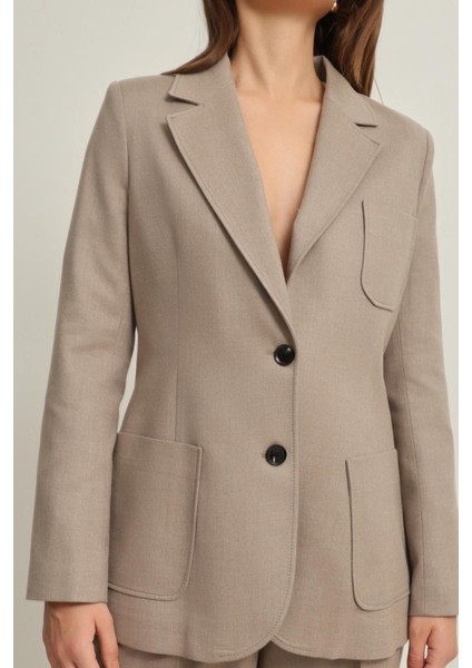 Bej Cep Detaylı Belden Oturtmalı Ceket fırsatları