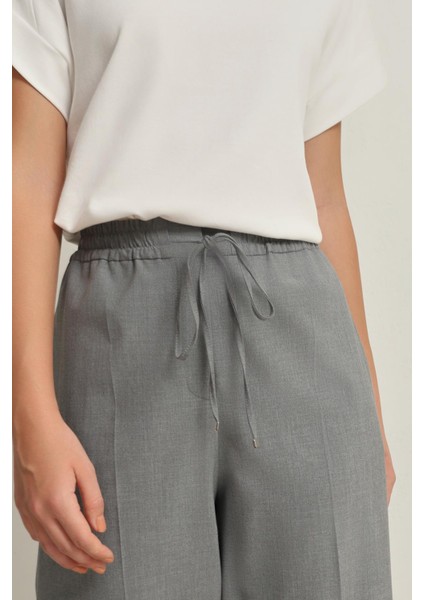 Gri Belden Lastikli Rahat Kesim Geniş Paça Pantolon fırsatları
