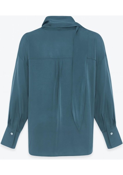 Kuvars Boyundan Şal Detaylı Uzun Kollu Gömlek fiyatları