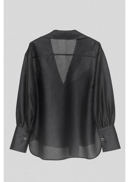 Siyah Ceket Yaka Dökümlü Gömlek fiyatları