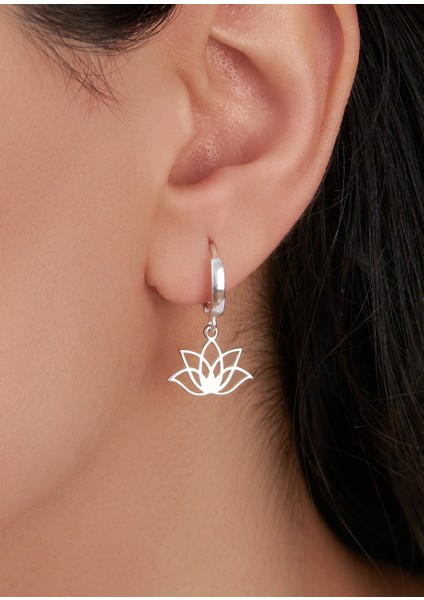 Sallantılı Lotus Gümüş Küpe
