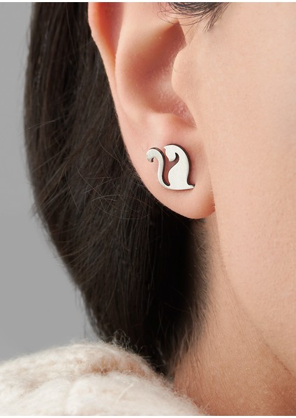 Kuyruklu Kedi Gümüş Küpe