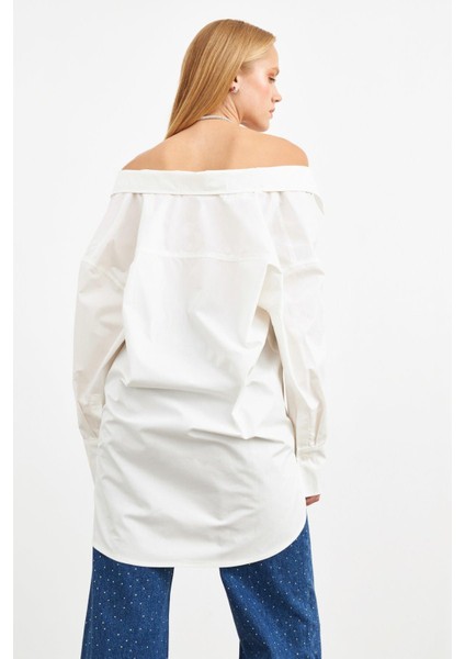 Ekru Boyun Aksesuar Detaylı Tunik indirimleri