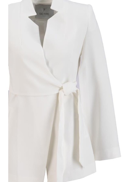 Ekru Dar Kalıp Kol Detaylı Belde Bağlama Detaylı Ceket fırsatları