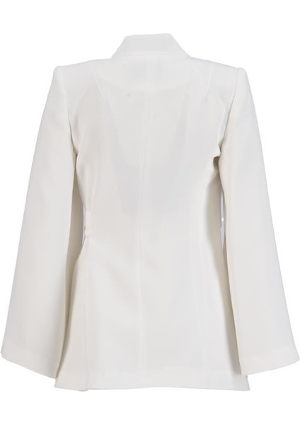 Ekru Dar Kalıp Kol Detaylı Belde Bağlama Detaylı Ceket indirimleri