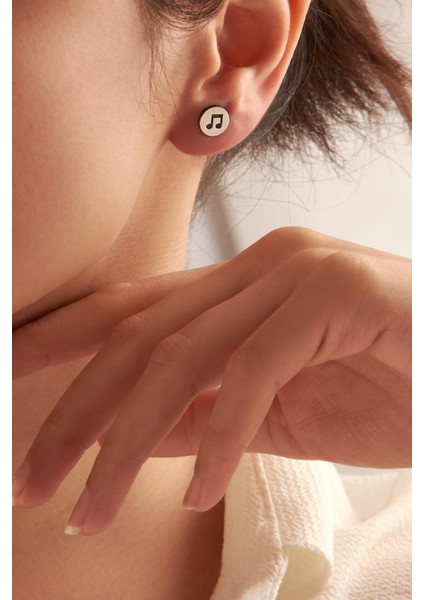 Mini Nota Gümüş Küpe